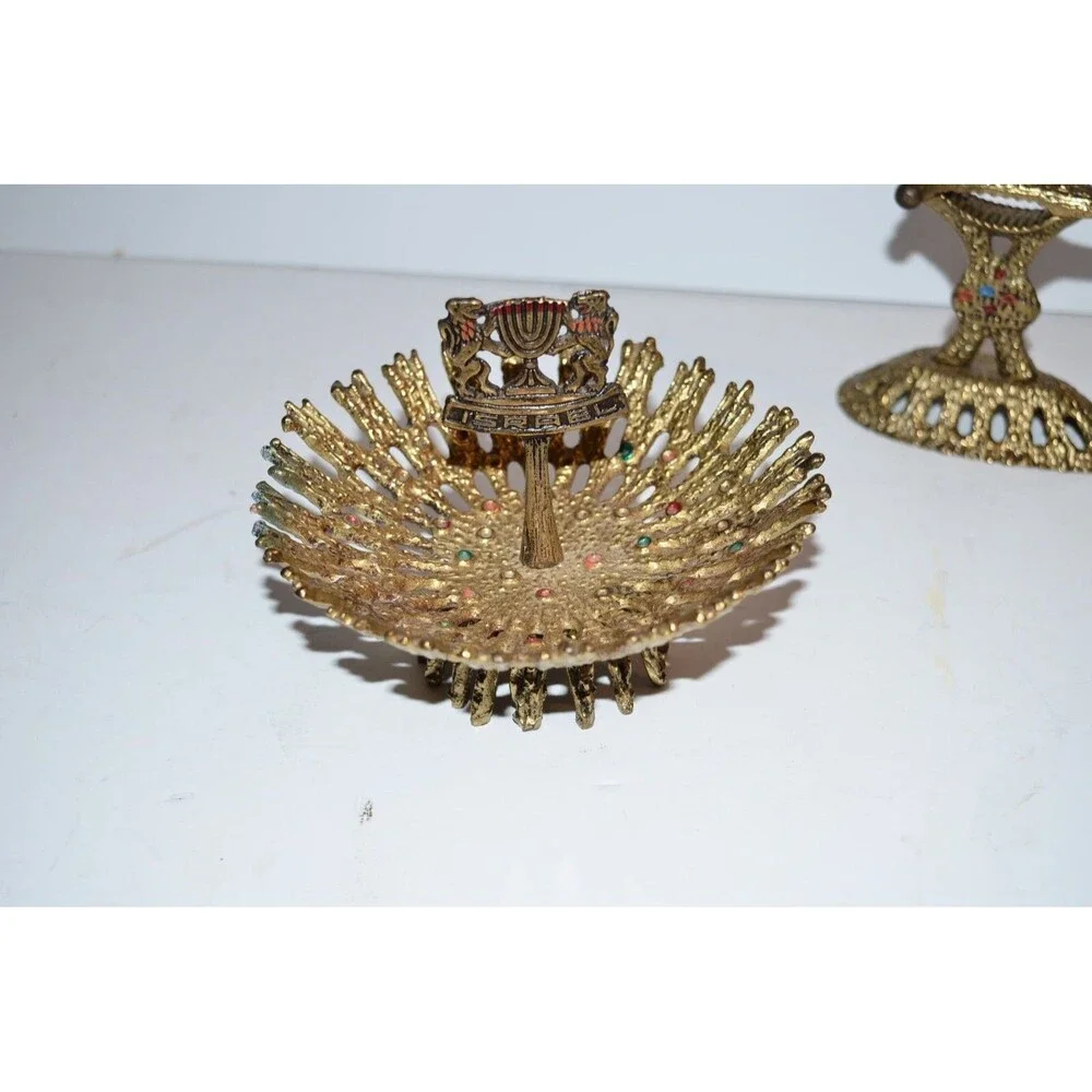 Vtg Brutalst Nuts Table Server bowl nutcracker Jerusalem Israel Lions‎ of Judah